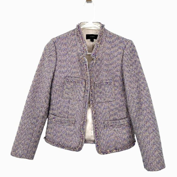 GORGEOUS J. CREW PURPLE METALLIC GOLD TWEED BLAZER JACKET - 2 - Picture 2 of 5